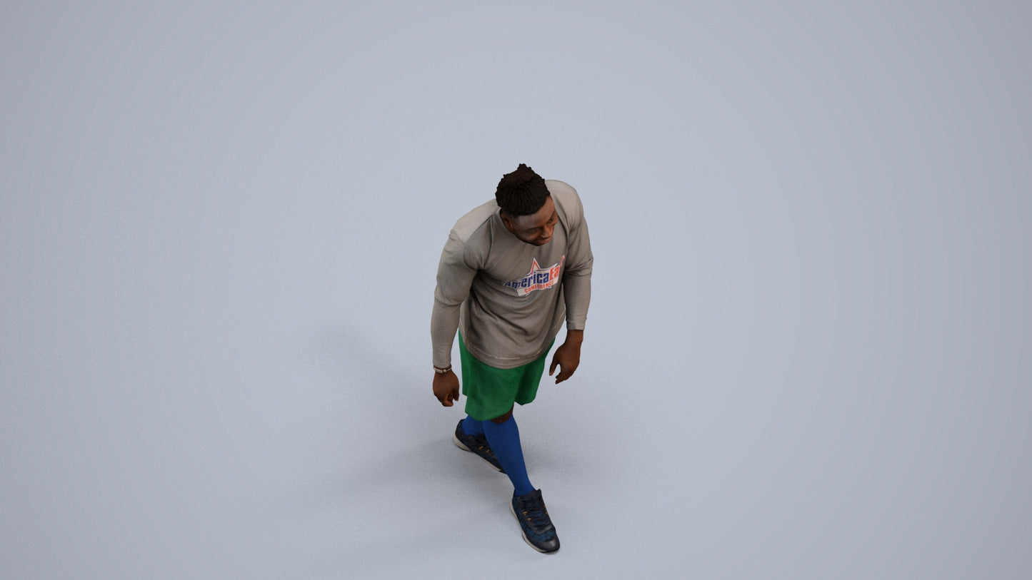 photogrammetry 3D man sport, realistic human model archviz FBX, back view render