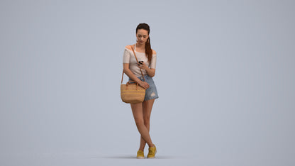 photogrammetry 3D woman casual standing, realistic human model archviz FBX, standing pose render