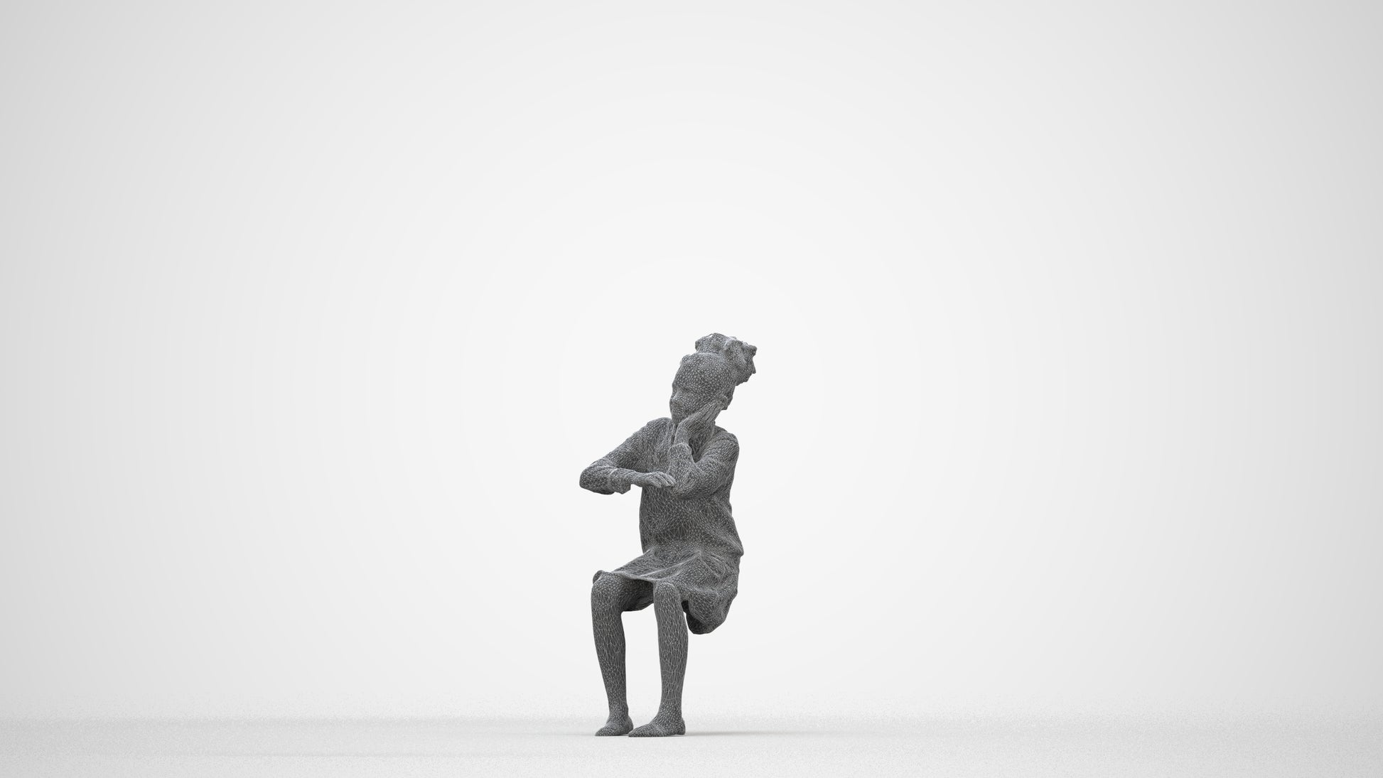 realistic 3D human girl kids, archviz people FBX OBJ for Blender, wireframe back view