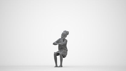 realistic 3D human girl kids, archviz people FBX OBJ for Blender, wireframe back view