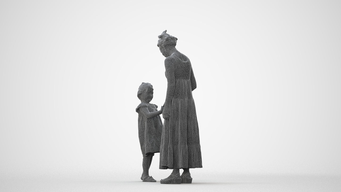 realistic 3D girl casual kids, scanned archviz people for Blender and 3ds Max, square thumbnail