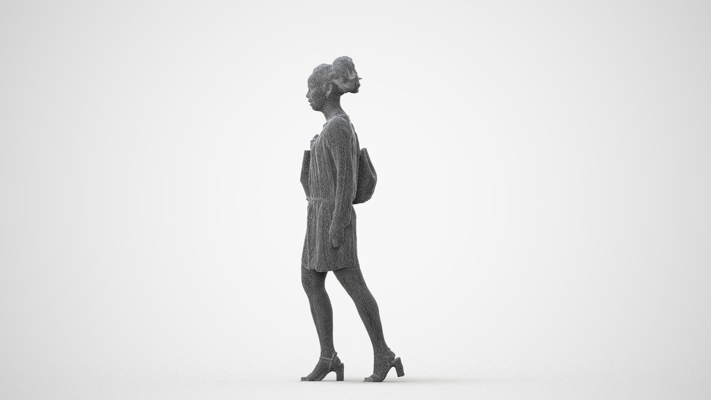 scanned 3D woman casual walking, photogrammetry people for Enscape and V-Ray, square thumbnail