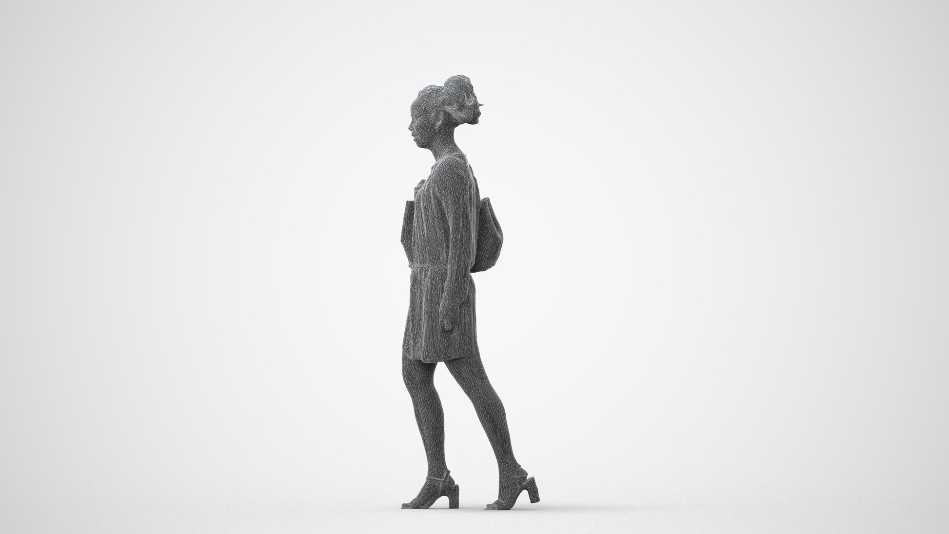 scanned 3D woman casual walking, photogrammetry people for Enscape and V-Ray, square thumbnail