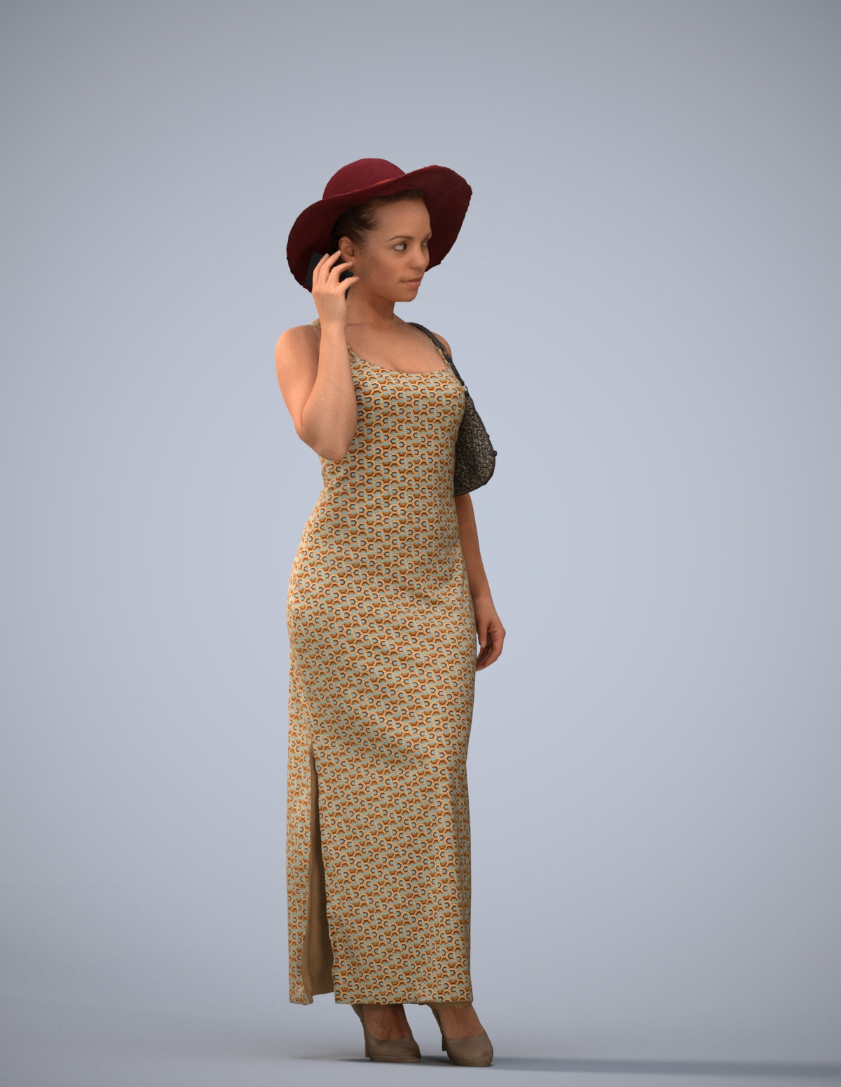 realistic 3D human woman casual walking, archviz people FBX OBJ for Blender