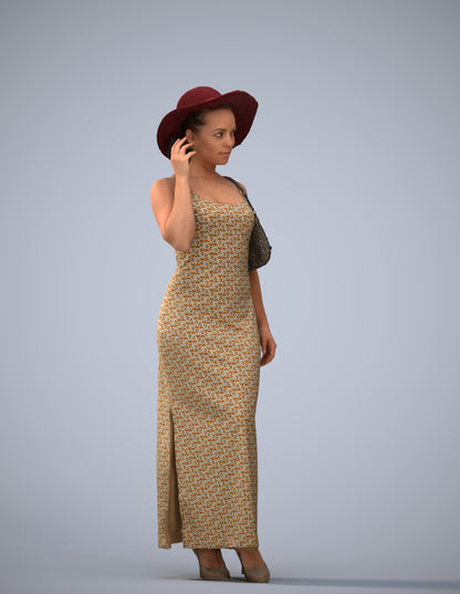 realistic 3D human woman casual walking, archviz people FBX OBJ for Blender