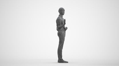 photogrammetry 3D boy hospitality, realistic human model archviz FBX, wireframe front view