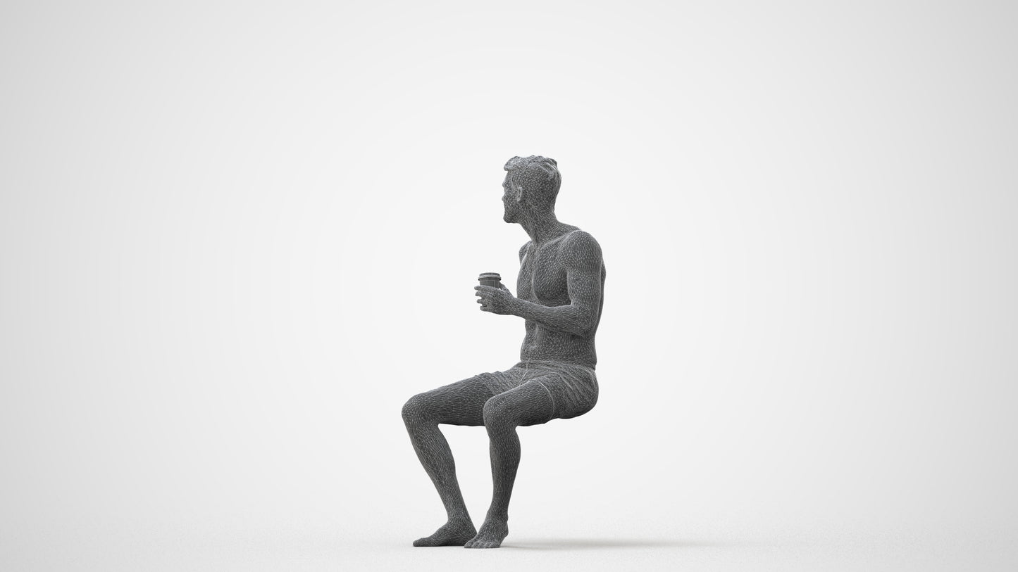 scanned 3D man pool, photogrammetry people for Enscape and V-Ray, square thumbnail