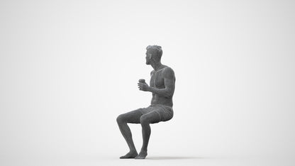 scanned 3D man pool, photogrammetry people for Enscape and V-Ray, square thumbnail