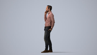 realistic 3D people man casual standing, render-ready for V-Ray and Corona, FBX OBJ, three-quarter view render