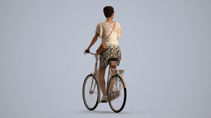 realistic 3D people woman formal cycling, render-ready for V-Ray and Corona, FBX OBJ, front view render