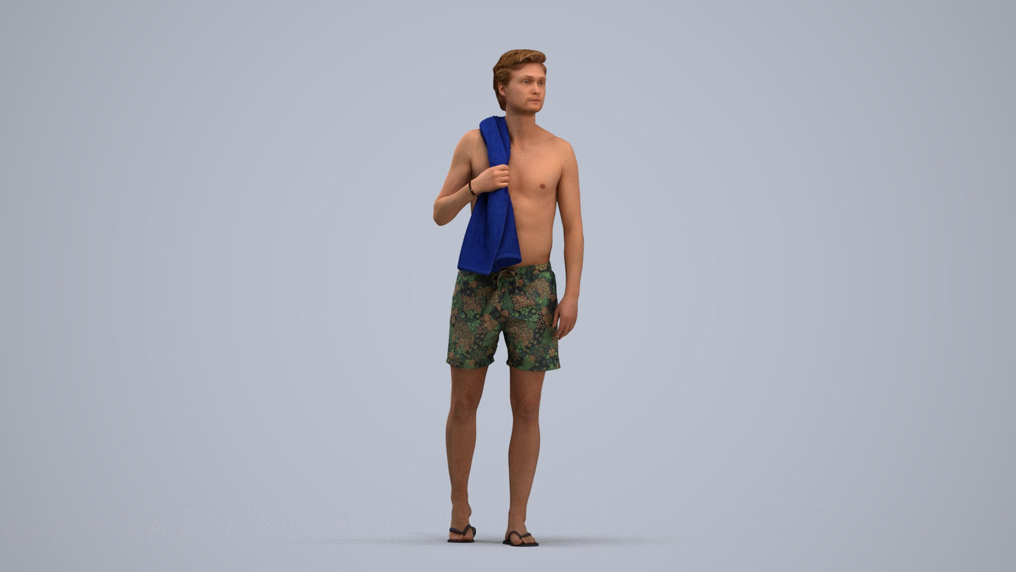 realistic 3D people man sport, render-ready for V-Ray and Corona, FBX OBJ, standing pose render