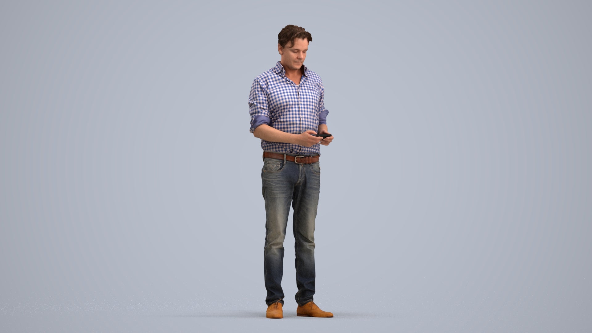 3D scanned man standing casual, photorealistic archviz people for Enscape and SketchUp, standing pose render