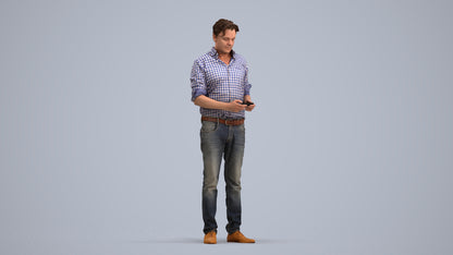 3D scanned man standing casual, photorealistic archviz people for Enscape and SketchUp, standing pose render
