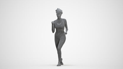 photogrammetry 3D woman sport walking, realistic human model archviz FBX, three-quarter front view render
