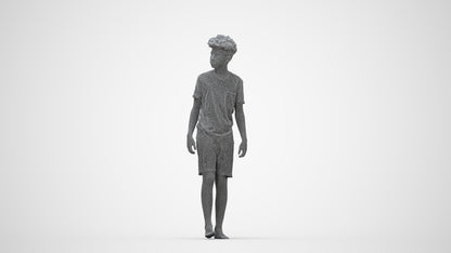 realistic 3D boy casual kids, scanned archviz people for Blender and 3ds Max, wireframe back view