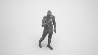 realistic 3D man casual walking, scanned archviz people for Blender and 3ds Max, wireframe three-quarter view