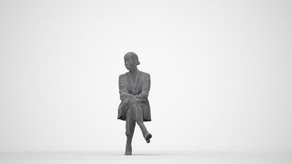 3D people model woman business, scanned human for 3ds Max rendering, wireframe back view