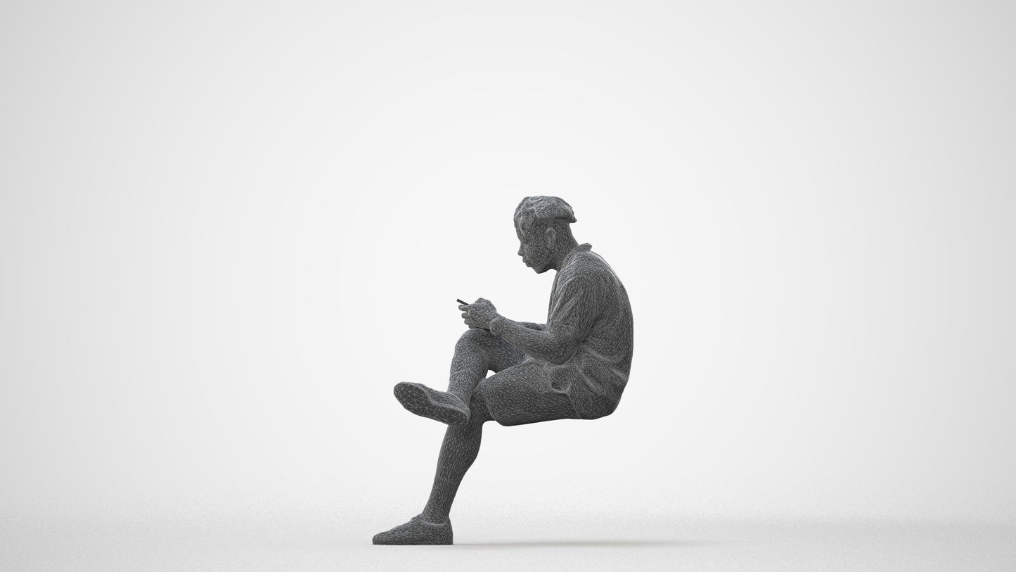 realistic 3D people man casual sitting, render-ready for V-Ray and Corona, FBX OBJ, square thumbnail
