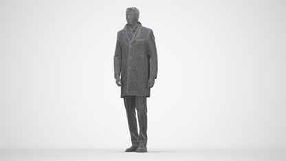 3D scanned man business, photorealistic archviz people for Enscape and SketchUp, wireframe back view