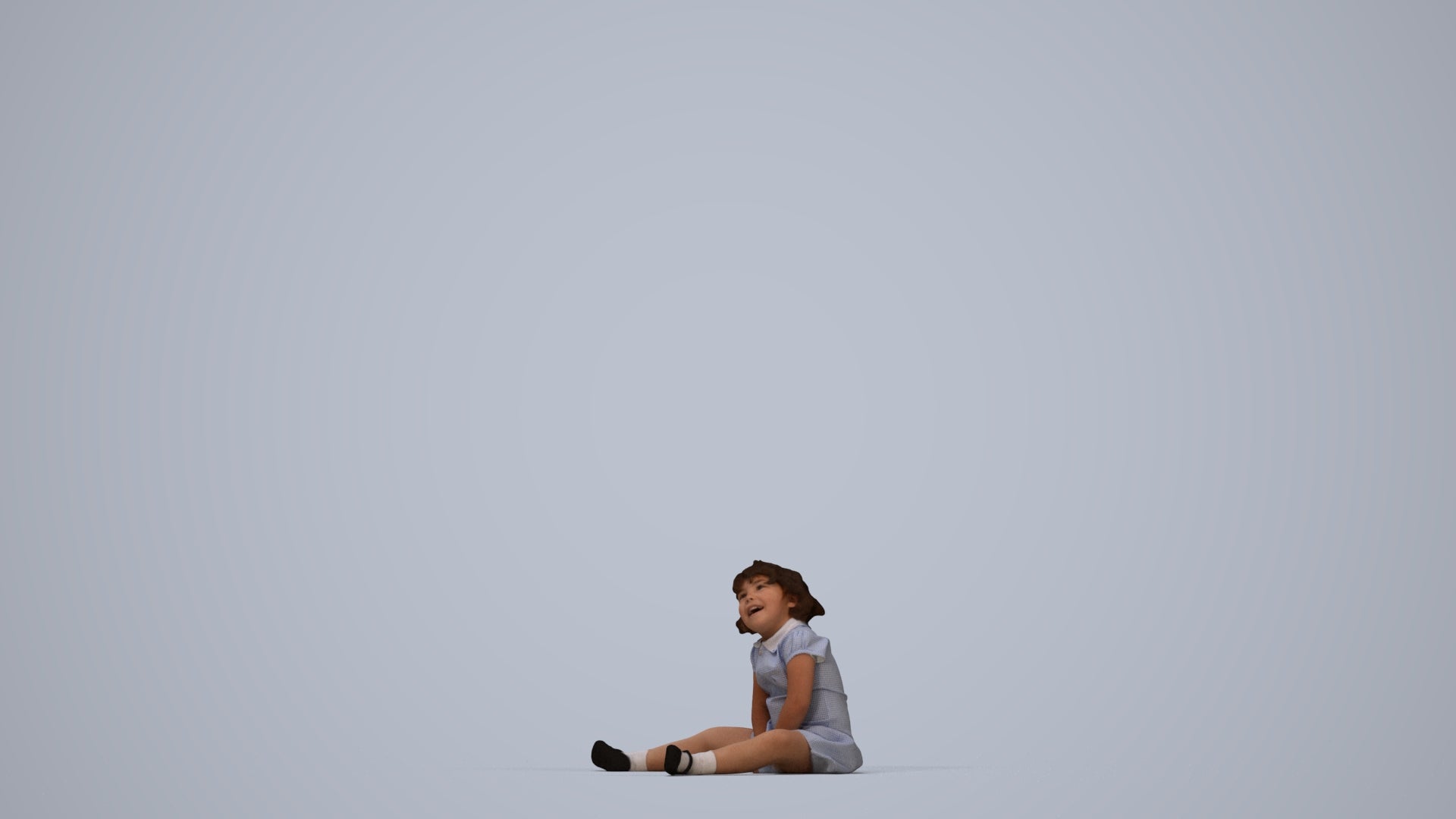 realistic 3D girl kids, scanned archviz people for Blender and 3ds Max, top-down view render