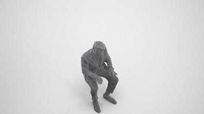3D people model man business, scanned human for 3ds Max rendering, wireframe three-quarter view