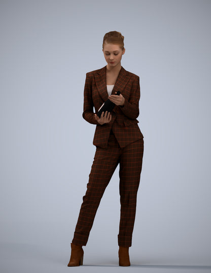 realistic 3D human woman business standing, archviz people FBX OBJ for Blender