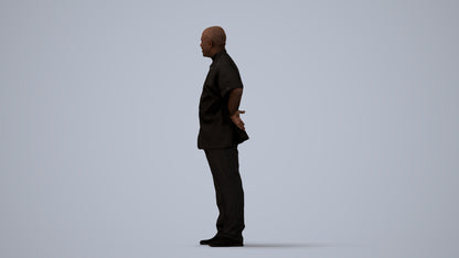 scanned 3D man hospitality, photogrammetry people for Enscape and V-Ray, three-quarter view render