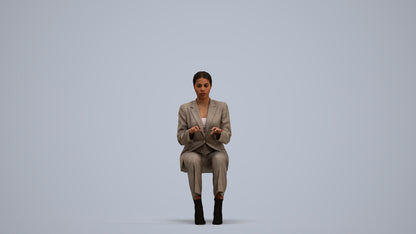 3D human model woman business, photogrammetry scanned person for archviz, standing pose render