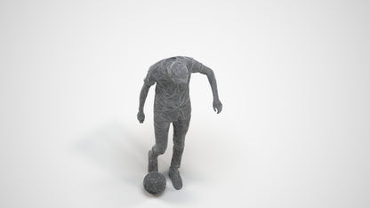 3D human model man sport standing, photogrammetry scanned person for archviz, wireframe three-quarter view
