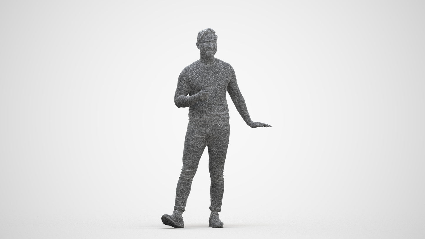 realistic 3D people man casual standing, render-ready for V-Ray and Corona, FBX OBJ, three-quarter front view render