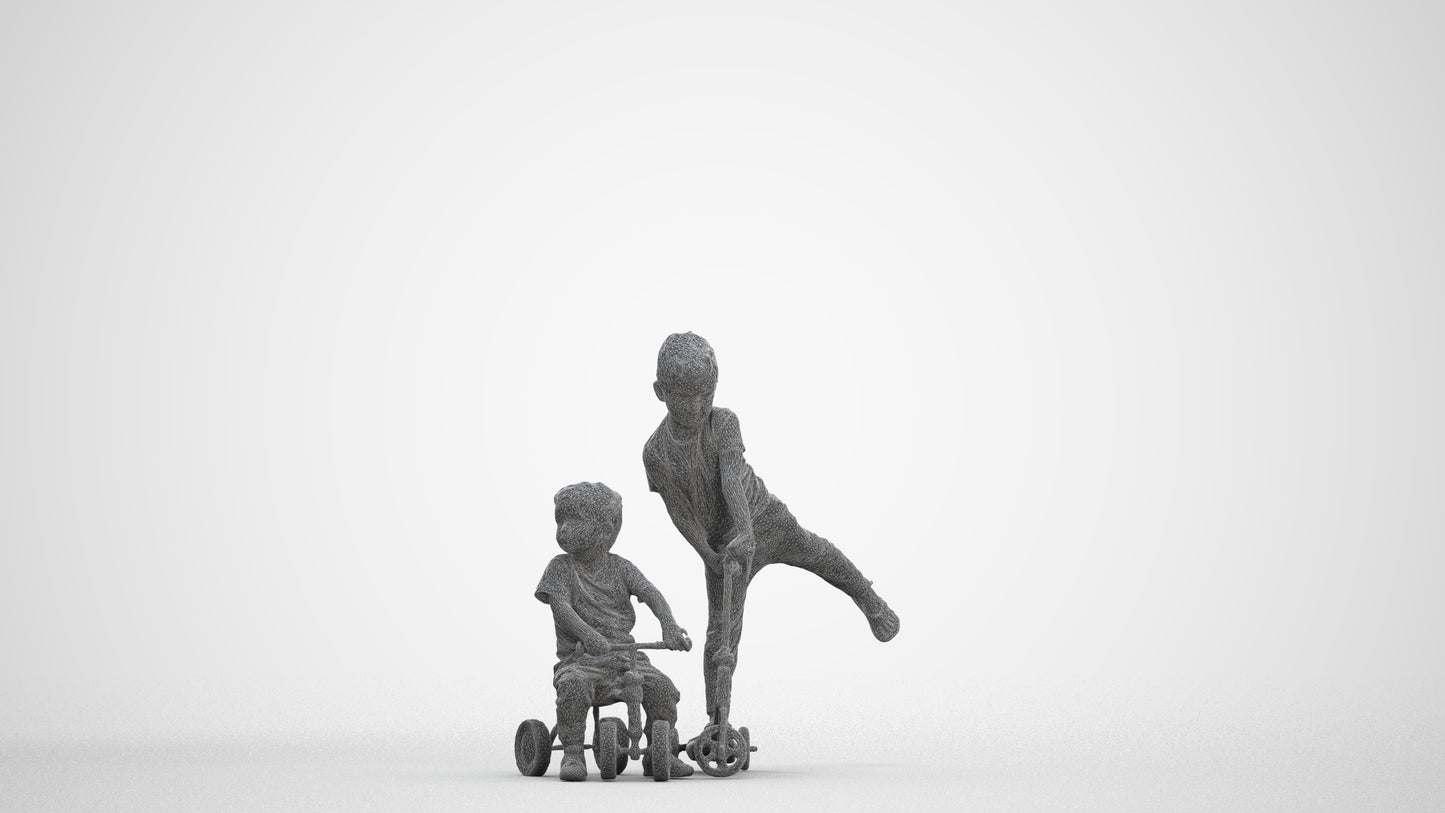 photogrammetry 3D boy casual kids, realistic human model archviz FBX, three-quarter front view render
