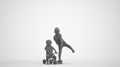 photogrammetry 3D boy casual kids, realistic human model archviz FBX, three-quarter front view render