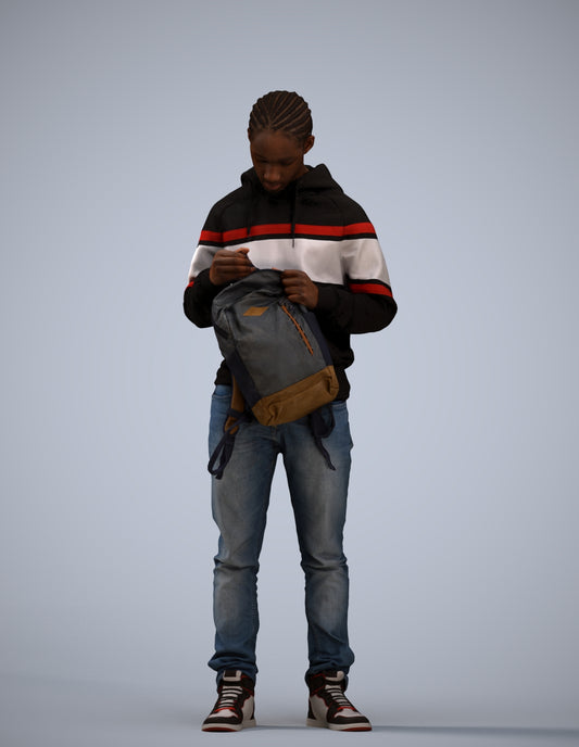 photogrammetry 3D boy casual kids, realistic human model archviz FBX