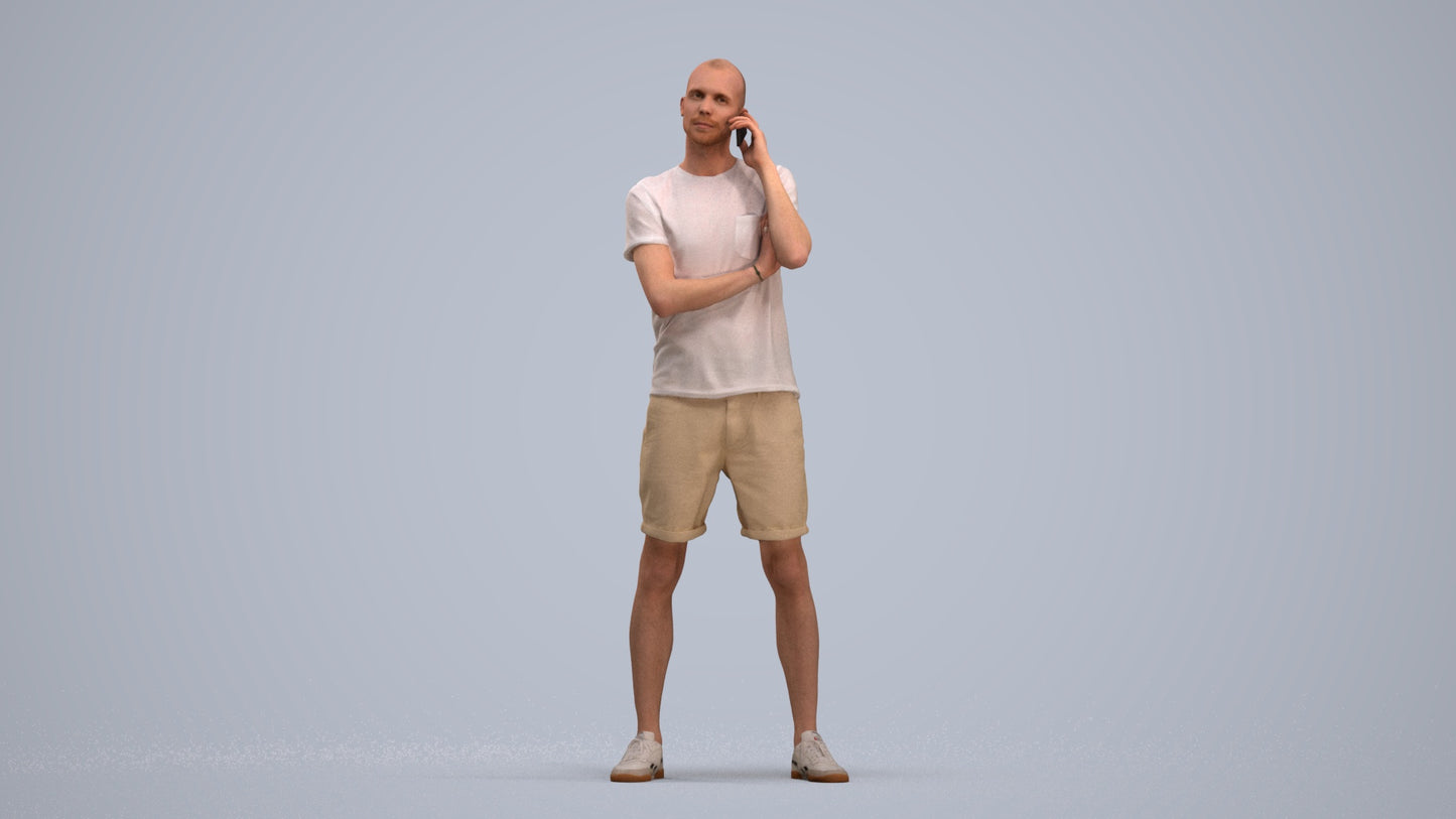 realistic 3D people man casual standing, render-ready for V-Ray and Corona, FBX OBJ, standing pose render