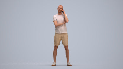 realistic 3D people man casual standing, render-ready for V-Ray and Corona, FBX OBJ, standing pose render