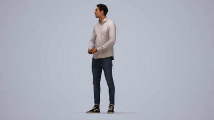 realistic 3D human man casual standing, archviz people FBX OBJ for Blender, top-down view render