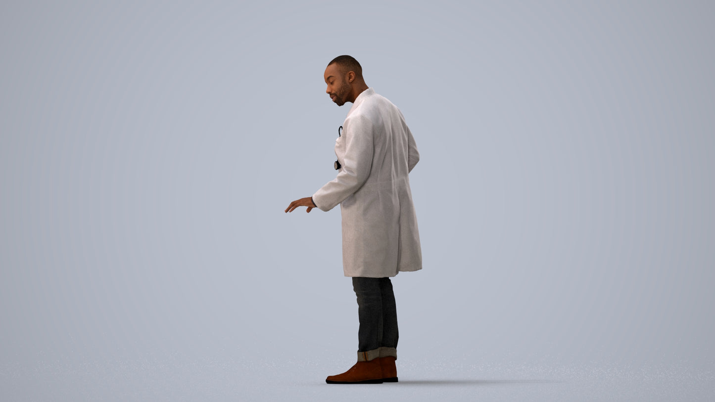 photogrammetry 3D man medical, realistic human model archviz FBX, three-quarter view render