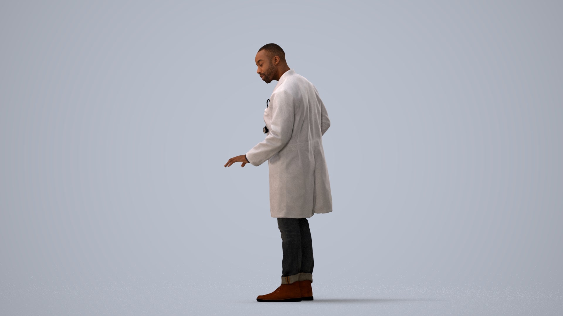 photogrammetry 3D man medical, realistic human model archviz FBX, three-quarter view render