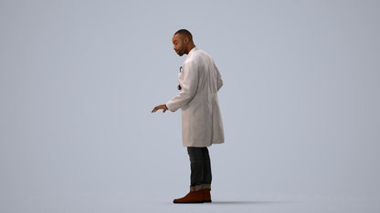 photogrammetry 3D man medical, realistic human model archviz FBX, three-quarter view render