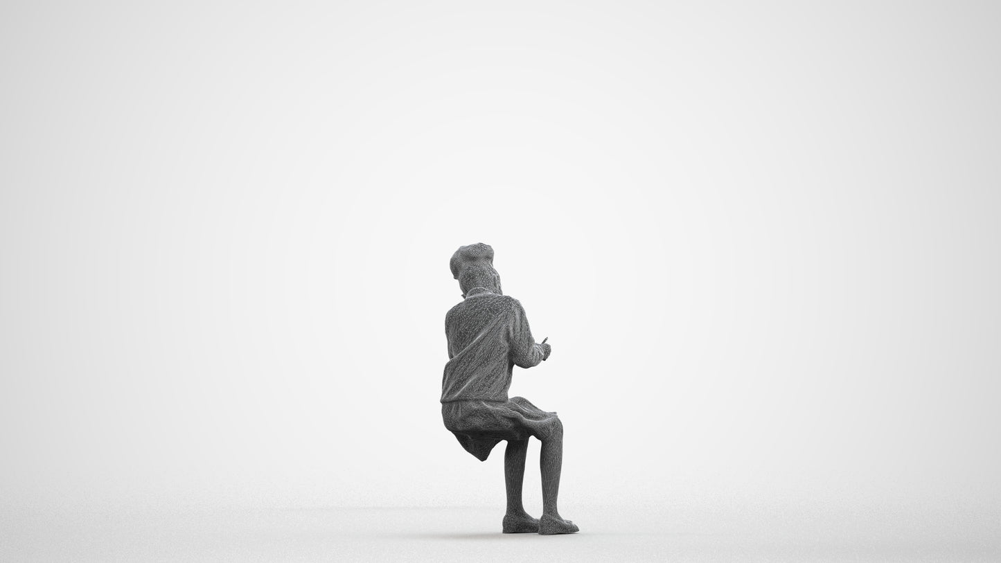 3D human model woman kids, photogrammetry scanned person for archviz, wireframe front view