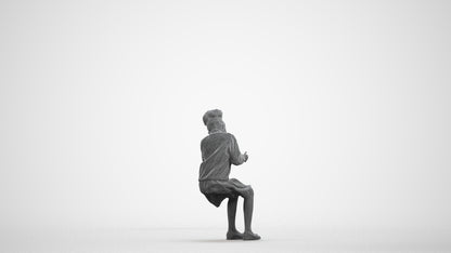 3D human model woman kids, photogrammetry scanned person for archviz, wireframe front view