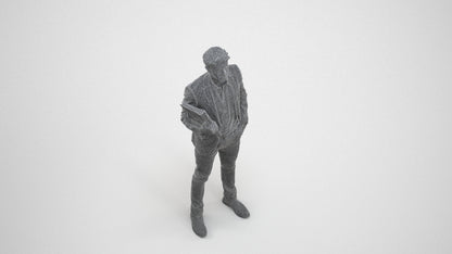 3D human model man business, photogrammetry scanned person for archviz, wireframe three-quarter view