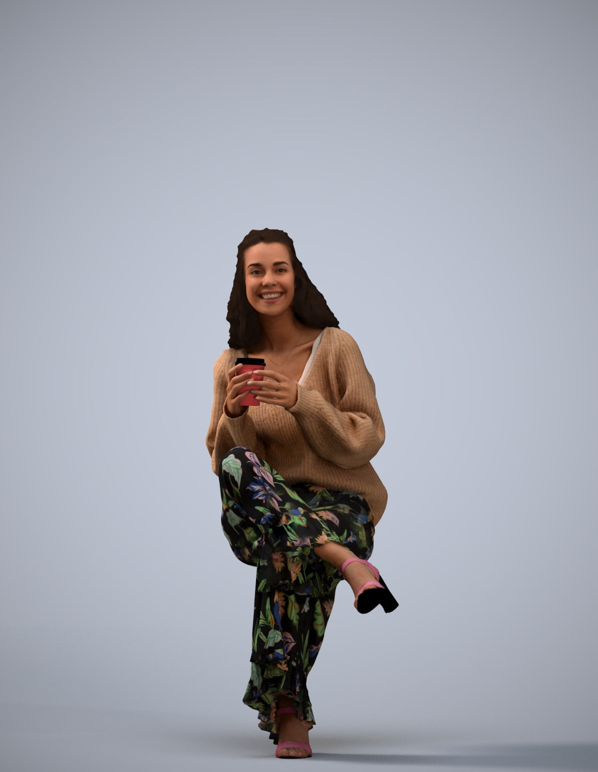 realistic 3D people woman casual sitting, render-ready for V-Ray and Corona, FBX OBJ