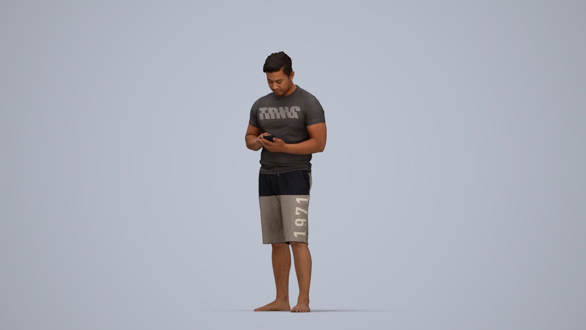 realistic 3D people man standing, render-ready for V-Ray and Corona, FBX OBJ, top-down view render