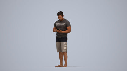 realistic 3D people man standing, render-ready for V-Ray and Corona, FBX OBJ, top-down view render