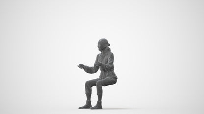 3D scanned woman sitting casual, photorealistic archviz people for Enscape and SketchUp, square thumbnail