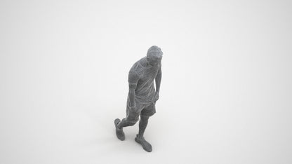 realistic 3D human man casual walking, archviz people FBX OBJ for Blender, wireframe three-quarter view