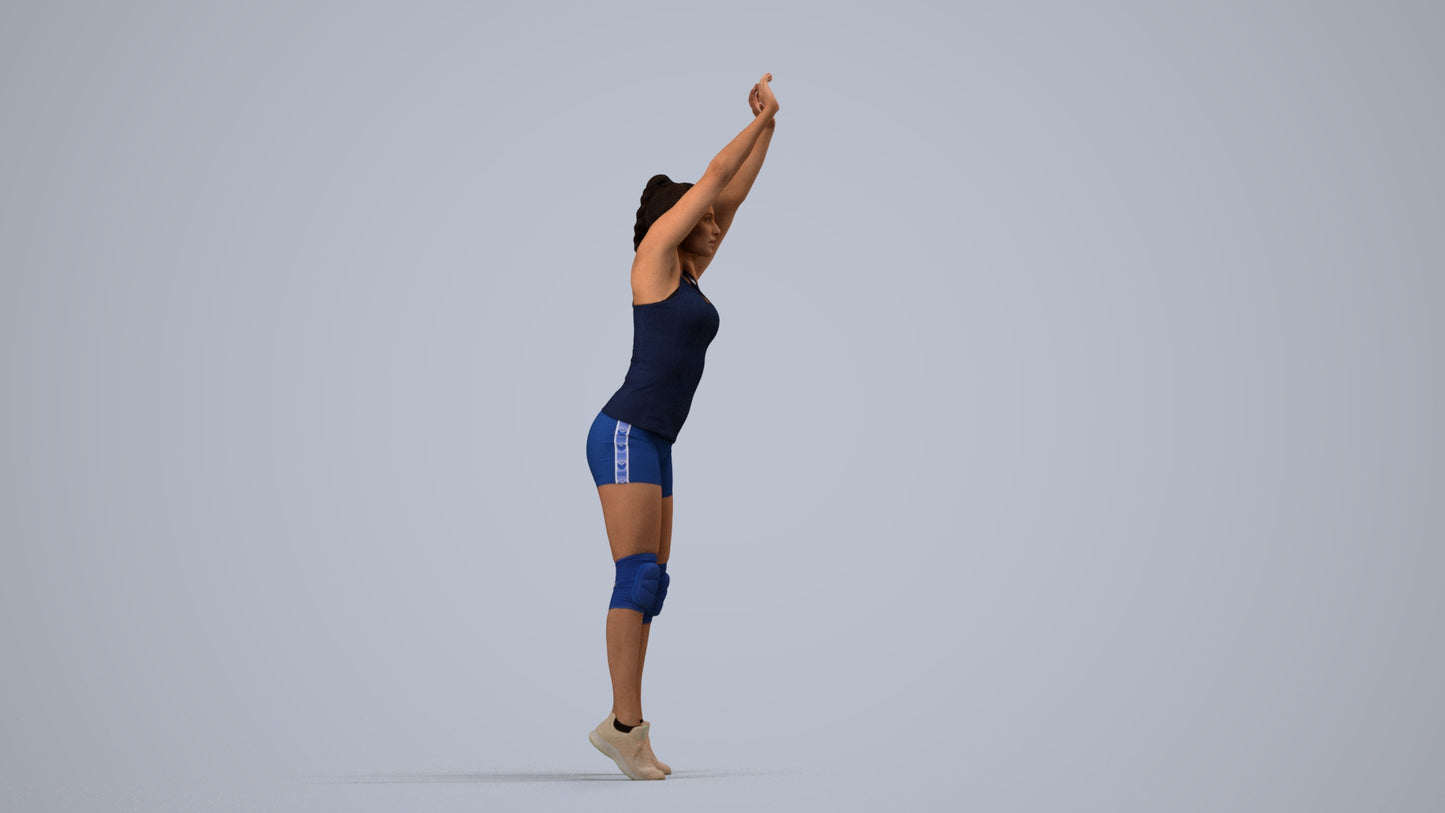 realistic 3D human woman sport, archviz people FBX OBJ for Blender, side view render