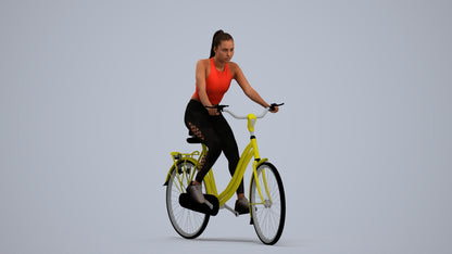 realistic 3D people woman sport cycling, render-ready for V-Ray and Corona, FBX OBJ, standing pose render