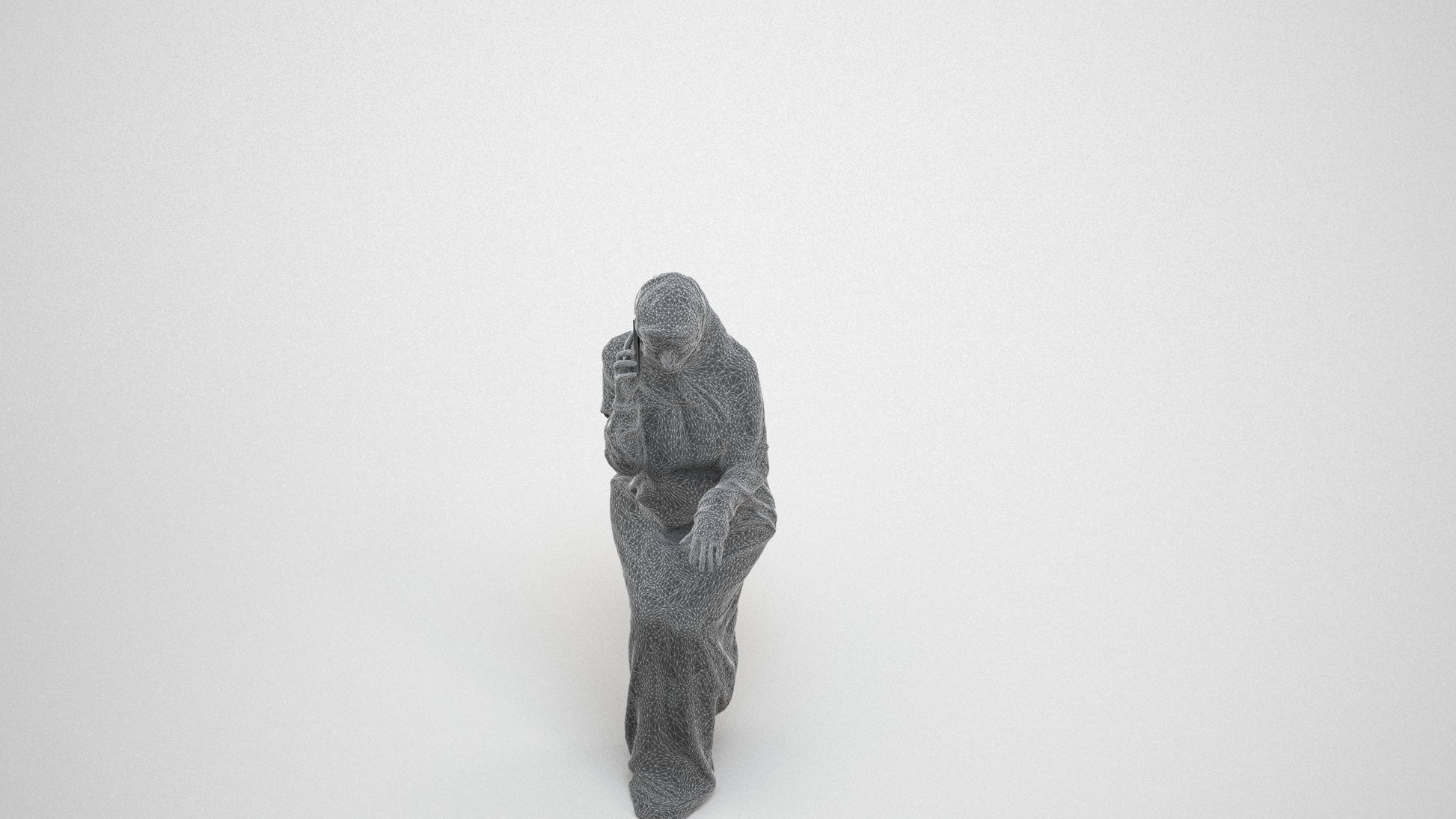 3D people model woman business, scanned human for 3ds Max rendering, wireframe three-quarter view